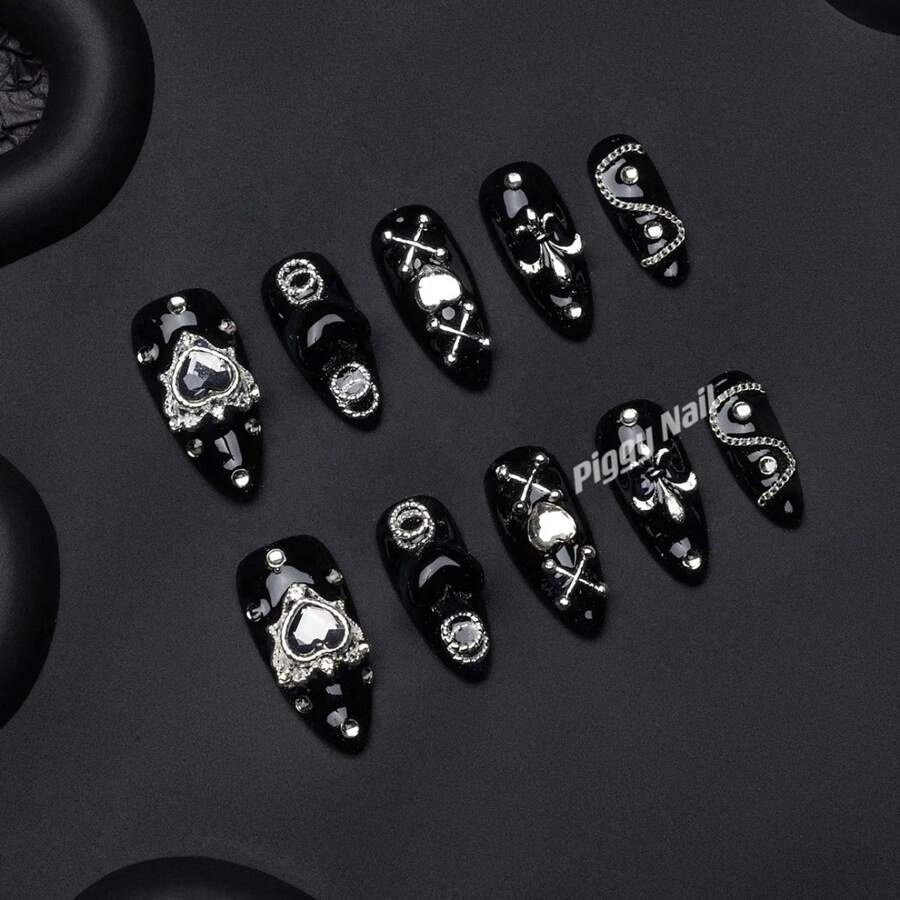 Press On Nails,JC Handcrafted Press On Nails Kit , Short Length Nail Press Ons, Durable, Easy Application, Stylish Impress Press On Nails,Perfect For Daily Wear & Special Occasions(S80 M)