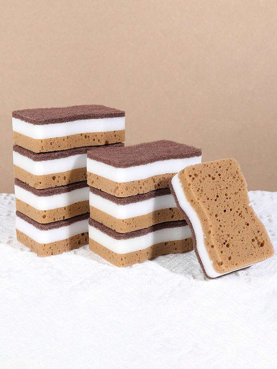 1pc/3pcs/5pcs/10pcs/Set Wavy Double-Sided Cleaning Sponge, Powerful Scrubbing Sponge For Dish Washing And Kitchen Cleaning
