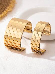 1 Conjunto Pulseira Aberta Feminina Luxo Estilo Boêmio Escama de Peixe