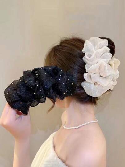 1 pieza Elegante pinza para el cabello con lazo de tela en capas, accesorio de moda de alta gama apropiado para uso diario, ir al trabajo, la escuela, negocios ligeros, citas, sesiones fotográficas callejeras para resaltar el atractivo femenino. Accesorios de moda para el cabello, pinzas para el cabello para otoño e invierno, para looks de vacaciones para mujer