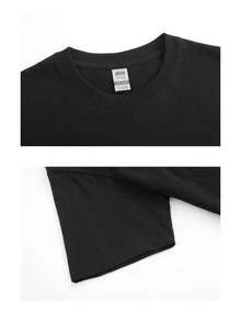 Playera de manga corta con estampa para damas de alta calidad, de 100% algodón transpirable, cuello redondo y ajustada - Estilo casual - Motivo de un perro en estilo impresionista y un círculo amarillo - Negro - Ver 6