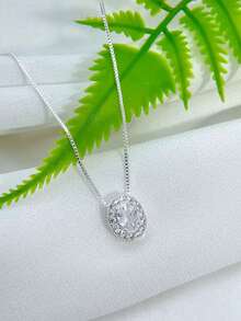 WOMEN'S NECKLACE IN OVEAL MICRO-ZIRCONIA PLATED IN 18K GOLD SILVER. - 銀色 - 查看 6