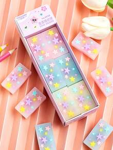 1pc/2pcs Star Shaped Transparent Jelly Erasers, Clear Drawing & Sketching Correction Supplies For Students, School Stationery & Gifts (Pattern Placement Varies) School Supplies,Back To School - Multicolor - View 2