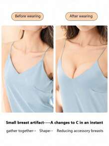 2 Pairs Invisible Adhesive Strapless Silicone Bra Inserts, Cleavage Push-Up Bras For Backless Dresses, Enhance Small/Flat Chest, Thickened Palms Cup Breast Petals