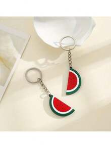 2 件趣味西瓜设计钥匙扣情侣钥匙扣、吊坠汽车配件包饰学校卡通可爱哥特 Y2K