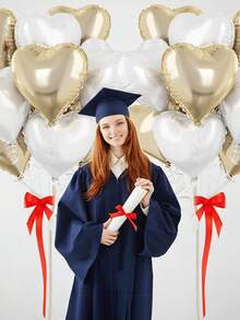 10/20个18英寸金色和白色心形铝箔气球，大号浅黄色和白色心形铝箔气球，适用于生日、婚礼、毕业典礼、情人节和其他场合 - 彩色 - 查看 4