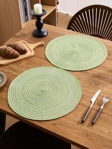 1/4/6/12 件新鲜绿色编织圆形餐垫餐桌装饰，防滑杯垫，适用于家庭厨房，适合节日、派对、生日、婚礼、晚宴
