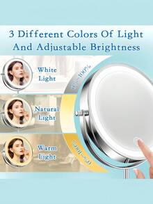 7-Inch Metal Mirror, Two-Sided Makeup Mirror, 360-Degree Rotating Mirror, Suitable For Bathrooms, Dressing Tables, Offices And Dormitories - Silver - View 3