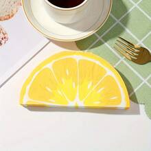 20pcs Lemon Shaped Napkins, Summer Fruit Lemon Design Paper Napkins, Lemon & Citrus Fruit Tableware Set, Suitable For Summer Tropical Birthday Party Decoration