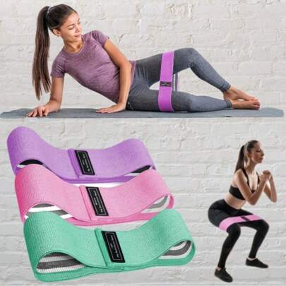 Pink Tri-Color Resistance Bands Set | 3-Level Resistance Yoga & Pilates Bands For Men & Women | Non-Slip Booty & Leg Workout Bands | Portable Exercise Loops For Home Gym, Office, Yoga & Pilates