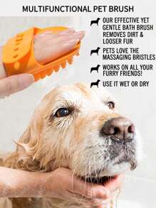 2 pièces/set Brosse de toilettage pour animaux de compagnie, brosse de shampooing pour animaux de compagnie avec poignée à boucle réglable, convient aux chiens et chats à poils courts et longs, massage doux
