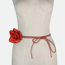 Blooming Satin Rose Lace-Up Necklace, Waist Chain, Chest Flower Shapewear Waist Belt, Vintage Decorative Accessory For Women