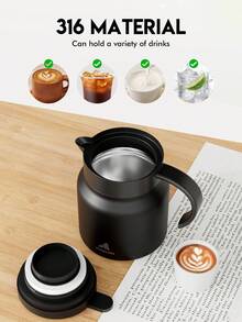 27/32oz Stainless Steel Vacuum Insulated Coffee Carafe, Small Beverage Dispenser, Suitable For Coffee, Milk, Hot Chocolate And Other Drinks - Black - View 5