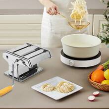 Macchina per la pasta, macchina per stendere la pasta – tagliapasta in acciaio inox 3 in 1, 6 spessori di pasta regolabili, adatta per stendere gli spaghetti freschi fatti in casa (20 x 18,5 x 13,5 cm)