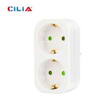 CILIA 1/2pcs Schuko Adapter Socket Wall Outlet Splitter, 250V/16A Space-Saving Multiple Socket, Adapter For Office/Home