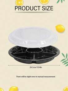 1/2/6pcs-Round Plastic Appetizer Tray With Lid - 10.4in Divider Tray,Disposable Food Storage Tray Container,Plastic Tray Storage,Snack Dispenser,Fruit Plate Vegetable Tray,Suitable For Party And Buffet