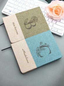 1 Piece Personalized Custom Notebook, Custom Letter Flower, Name, Text Notebook. A5 Fabric Spliced Notebook, Suitable For Business Office, Study Record, Business Office Customization, Study Supplies Customization, School Supplies, Personalized, School, Notebook, Personalized Gift, Back-To-School Gift, Return To School School Supplies,Back To School