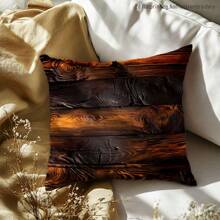 1pc 17.7*17.7in(45*45cm) Realistic Tree Texture Printed Polyester Pillow Cover [No Pillow Insert Included], Single-Sided Printing, Nature Scenery Cushion Cover For Sofa, Living Room, Bedroom, Car, Office, Hotel, Gift For Family & Friends, Home Decor