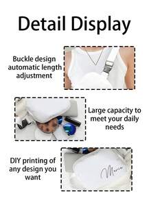 DIY Customizable White Jumpsuit Waist Bag, Fashionable Item, Classic Multi-Functional. This Waterproof Multi-Functional Crossbody Bag Keeps Your Jumpsuit Stylish And Tidy! A Great Gift For Family And Friends. - White - View 6