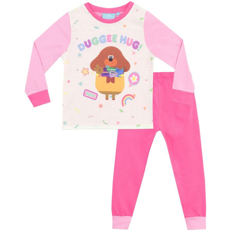 Hey Duggee Long Sleeved Pyjamas | Duggee Hug Girls' Long Pyjama Set | Kids' PJs | Fast UK Delivery Shipping | Trusted UK Seller | Great Gift For Kids | Perfect For Winter, Birthdays And Christmas - Multicolor - View 1