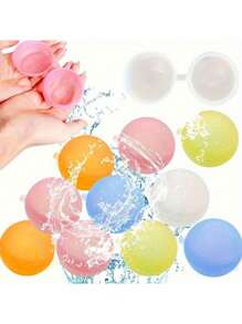 12/20Pcs Reusable Water Balloons, Pool Beach Water, Outdoor Summer Kit, Magnetic Water Ball For Outdoor Activities,Birthday Gifts For Friends And Family, Outdoor Accessories, Beach Essentials, Pool Float
