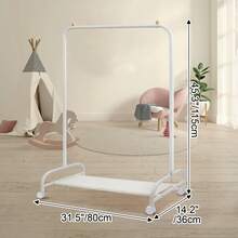 3 IN 1 Clothing Rack, Clothes Racks For Hanging Clothes With Wheels And Bottom Storage Shelf, Small Garment Rack Kids Dress Up Storage Wardrobe For Coats, Skirts, Dance Costume - 白色 - 查看 2