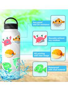 50pcs/Pack Cute Cartoon Marine Life Stickers, Ocean Animals Dolphin Shark Doodle Stickers, Suitable For Gifts, Decorate Luggage, Phone, Water Cup, Laptop, Car, Stationery