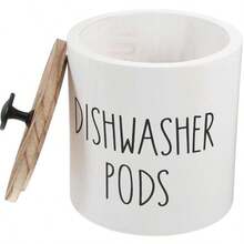 1pc Round Dishwasher Pod Holder, Dishwasher Tablet Container Storage For Kitchen Decor And Accessories, Wood Laundry Detergent Pods Container With Lid, Kitchen Storage Container For Laundry Pods - Multicolor - View 6