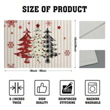 4/6 Stücke Weihnachtsbaum Tischsets, mit roten, weißen und karierten Mustern, robustes Material, geeignet für Küche, Esszimmer, Innen-/Außen Feiertagsdekoration, Thanksgiving und Weihnachten