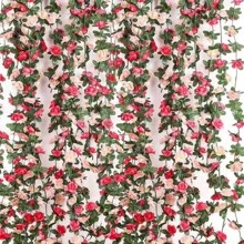 1PC/5pcs/10pcs Artificial Flowers Rose Vine DIY Garden Material Vine Wedding Site Decoration Home Bedroom, Living Room, Bathroom, Wall Hanging Decoration Material Outdoor Garden School Birthday Party Supplies Valentine's Day Decoration New Year