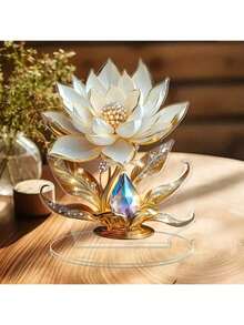 2D Flat Acrylic Elegant Floral Decoration - Used For Lotus Design, With Crystal Center Decoration, Suitable For Multifunctional Desktop Decoration In Homes,Thickness 0.2cm Cafes, And Offices - Ideal Holiday And Birthday Gifts Without Electricity Mother's Day Graduation Season Wedding Preferred - Color - View 4