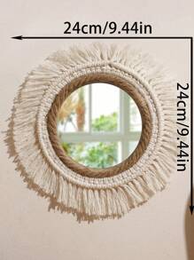 1pc Handwoven Boho Wall Mirror, Macrame Hanging Wall Mirror, Wall Decor, Boho Wall Decor, Design From Artisans, Premium Quality Wall Decor, Boho Acrylic Mirror For Room Decor, Living Room, Nursery Bedroom Decor Home Decor