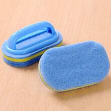 1pcs Shower Scrubber | Ergonomic Handheld Sponge Scrubber, Two-Tone Design - Multifunctional Manual Cleaning Brush, Suitable For Bathtubs, Kitchens, Bathrooms, Etc. - Great For Cleaning Tiles, Pots And Stains, Bathroom Accessories