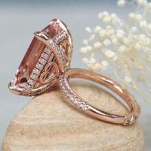 1PC Luxury Women's Fashion Zirconia Ring Bride Wedding Band Engagement Party Birthday Anniversary Christmas Gifts For Women Girlfriend Fine Jewelry US Size 5-11# - Hoa hồng vàng - Xem 6