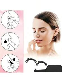 3 Pairs Nose Lifting Tool, Nose Shaper Clip Invisible Nose Clip Rhinoplasty Beauty Tool - Black - View 2