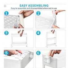 SPACEKEEPER Slim Rolling Storage Cart, 3 Tier Bathroom Storage Organizer Laundry Room Utility Cart Mobile Shelving Unit, Multi-Purpose For Kitchen Office Bathroom Laundry Narrow Places - 灰色 - 查看 9