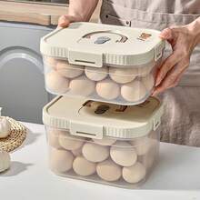 WORTHBUY 1/2个2800/3700ML透明塑料鸡蛋收纳盒带手柄和盖子，便携式大容量密封鸡蛋盒，冰箱收纳盒，可堆叠鸡蛋保鲜盒，适用于厨房食物储存和整理