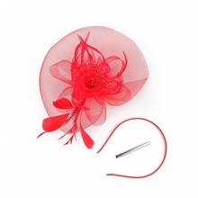 1Pc Tea Party Fascinator Hats For Women 50s Headwear Mesh Flower Cocktail Wedding Church Derby Hat, Hair Accessories, Tiny Hats, Mini Fascinator, Mini Cap