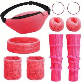 10pcs/Set 80s Women'S Clothing Accessories, Neon Leg Warmers, Headbands, Wristbands, Earrings, Scrunchies For Rave Party, 80s Party, Bachelorette Party, Disco Or Celebration, Sports, Gym, Workout To Have Fun