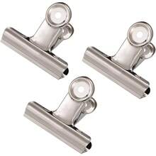 Pinzas de bisagra de metal plateado Coideal - Paquete de 20 clips de papel grandes de 2 pulgadas (50 mm) para sujetar fotos, bolsas de cocina y talla grande - Plateado - Ver 3