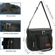 Local Shipping-Femuar Reusable Lunch Box For Men/Women - Insulated Lunch Bag Leakproof Lunchbox For Work Office Picnic Beach - Freezable Lunch Cooler Bag With Adjustable Shoulder Strap - Black - 黑色 - 查看 3