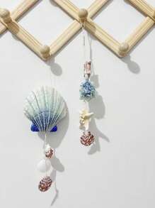 1pc Handmade Natural Seashell & Starfish Wall Hanging Decor – Coastal Summer Home Decor With Pearls & Glitter, Boho Beach Theme Wall Art For Living Room, Bedroom, Nursery Decor Seashell Wall Decor With Pearls – Coastal Summer Home Hanging Art For Beach Theme Rooms, Pink Girls Bedroom Decor
