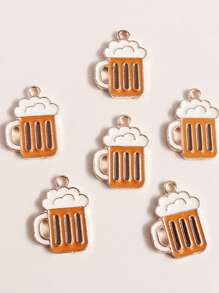 paquete de 10 llaveros con colgante de esmalte con forma de cerveza, accesorios DIY