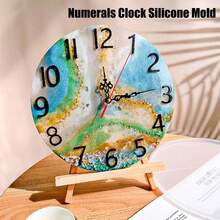 Premium Round Silicone Resin Clock Mold - 1PC Zodiac/Roman Numerals/Numbers/Cutout Design - DIY Epoxy Clock Making Kit For Wall Decor - Non-Stick & Bubble Free Home Decoration Craft Mold - White - View 4