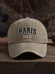 1pc Unisex Outdoor Casual Fashion PARIS Print Slogan Soft Adjustable Size Baseball Cap, Suitable For Daily Wear