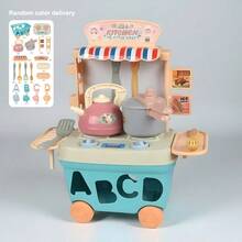 Juego de set de carrito de helados de juguete, puesto de dulces y postres, estación de juego interactiva de comida simulada, carrito de almacenamiento y cocina de juguete, accesorios de juego de roles e imaginación, para niños y niñas de 3+ años, para Halloween, Navidad y regalos de cumpleaños (color aleatorio) - Multicolor - Ver 10