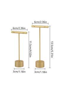 TONVIC 1PC/2PCS/4PCS Exquisite Creative Jewelry Earring Display Stand T-Shaped Tower Metal Earring Holder Storage Rack Stud Earrings Ring Hanging Storage Rack Home Decor - Gold - View 24