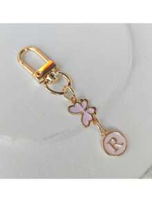 1 件金色蝴蝶字母钥匙扣、合金首字母情侣钥匙扣、背包配件 - 粉色 - 查看 9