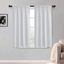 Local Delivery Black Blackout Curtains 63 Inch Length, Room Darkening Thermal Insulated Noise-Reducing Black Out Curtains For Bedroom Living Room Windows, Back Tab Rod Pocket, W52 X L63 Inches, 2 Panels - Greyish White - 查看 11