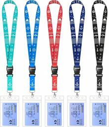 5 Pack Lanyard With Waterproof ID Badge Holders For Cruise Ship Cards, Essentials For Royal Caribbean, Carnival, NCL Cruise 2025 (Mix) - Mix - View 1